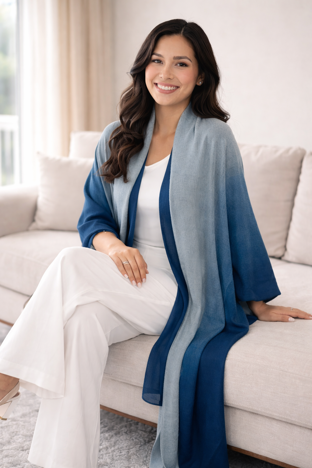 Veste kimono longue fluide dégradée – Élégance & Confort