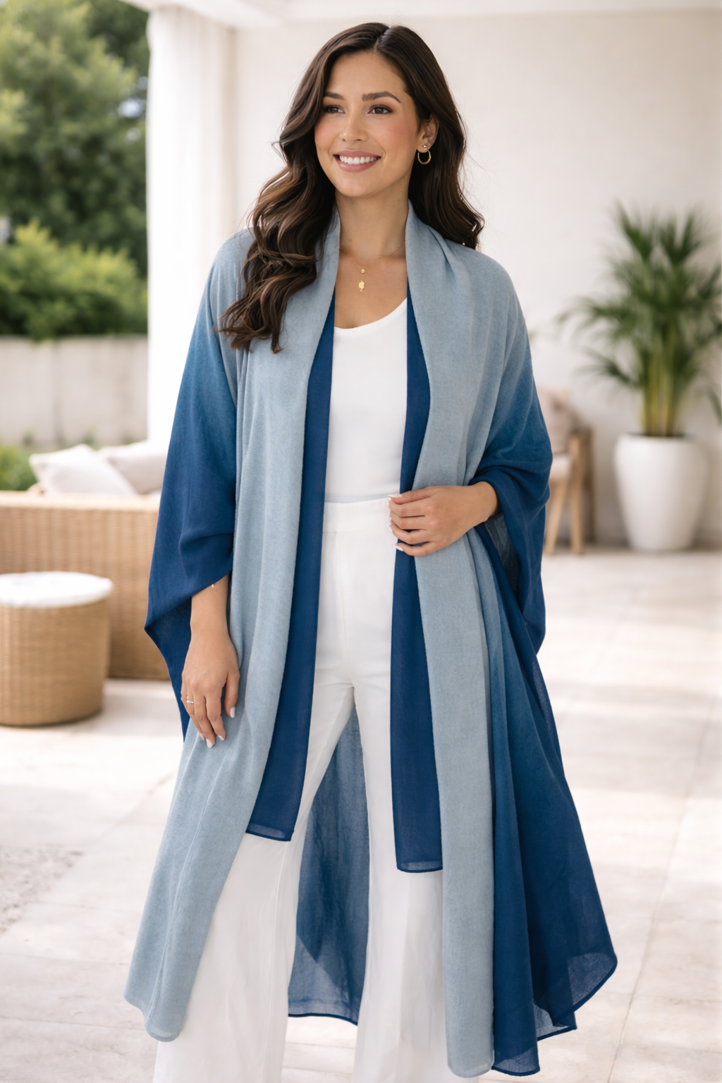 Veste kimono longue fluide dégradée – Élégance & Confort