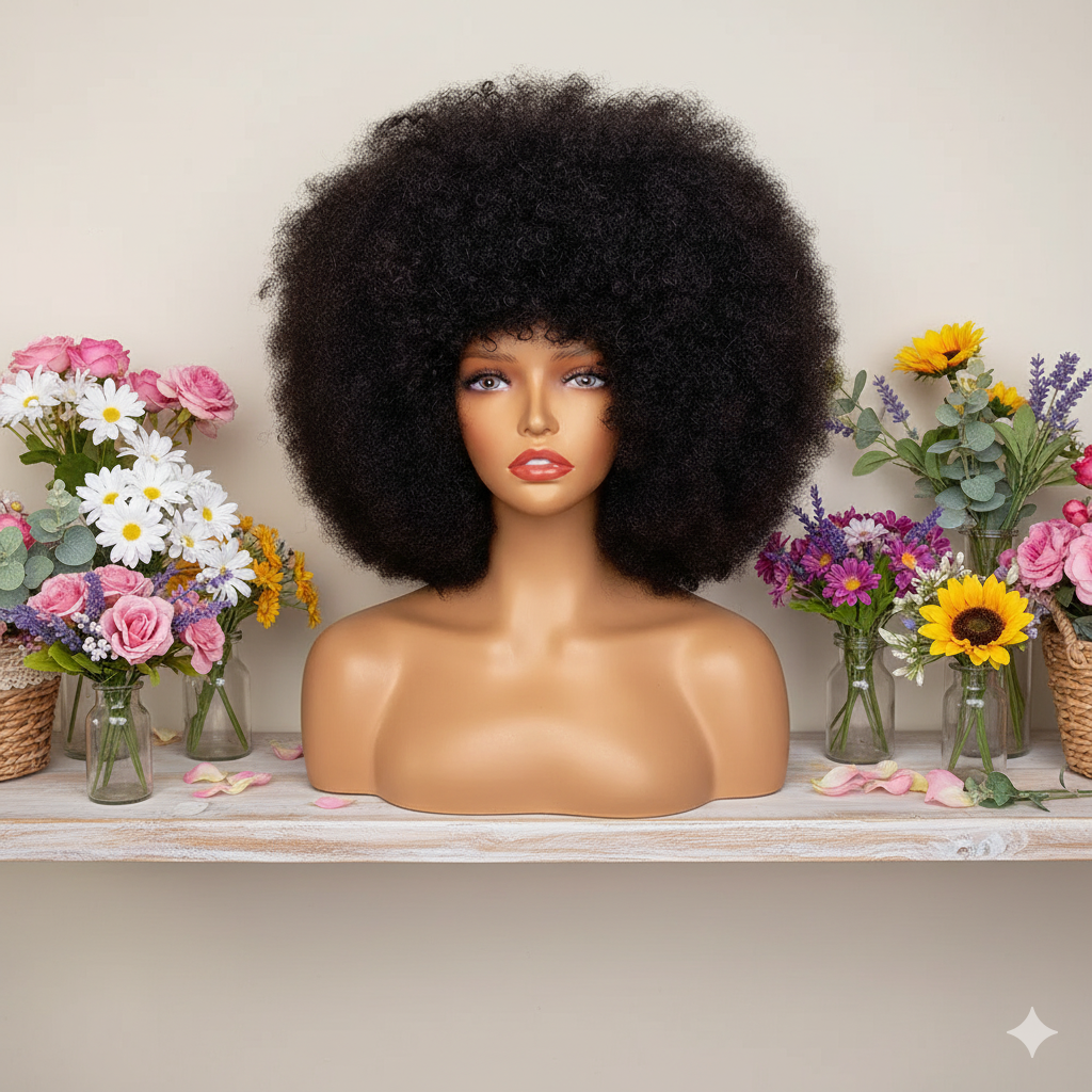 Perruque “Amani” – Afro Royal Naturel en Cheveux 100 % Humains