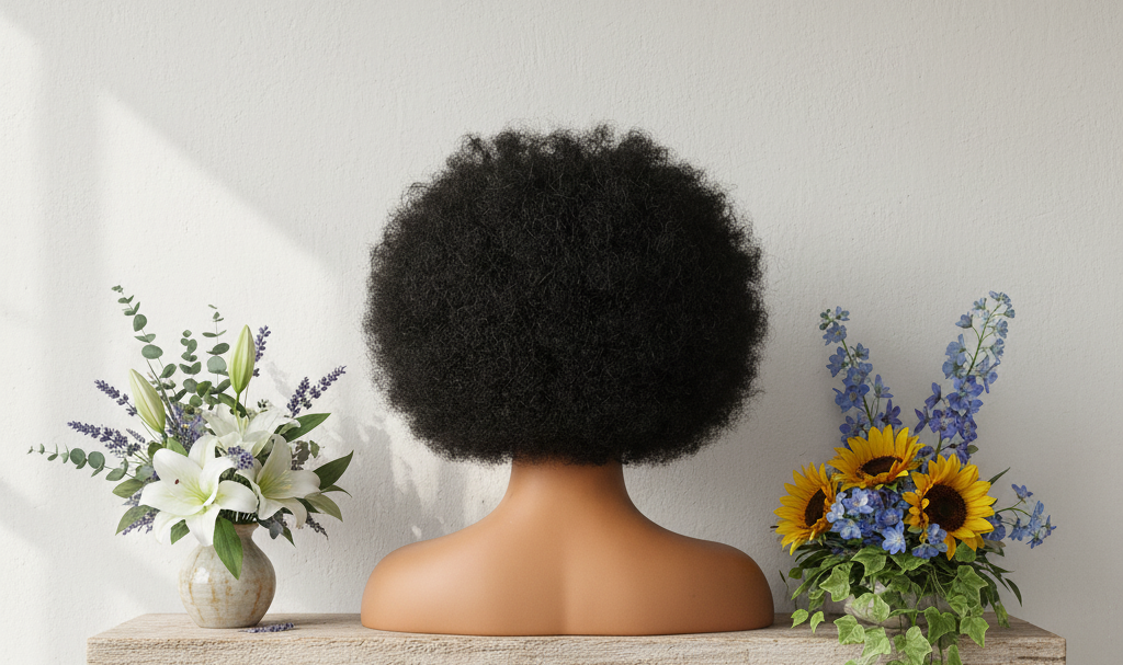 Perruque “Amani” – Afro Royal Naturel en Cheveux 100 % Humains