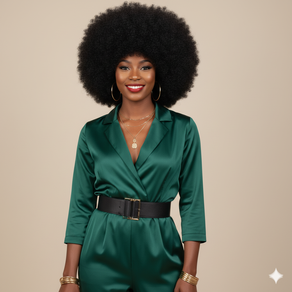 Perruque “Amani” – Afro Royal Naturel en Cheveux 100 % Humains