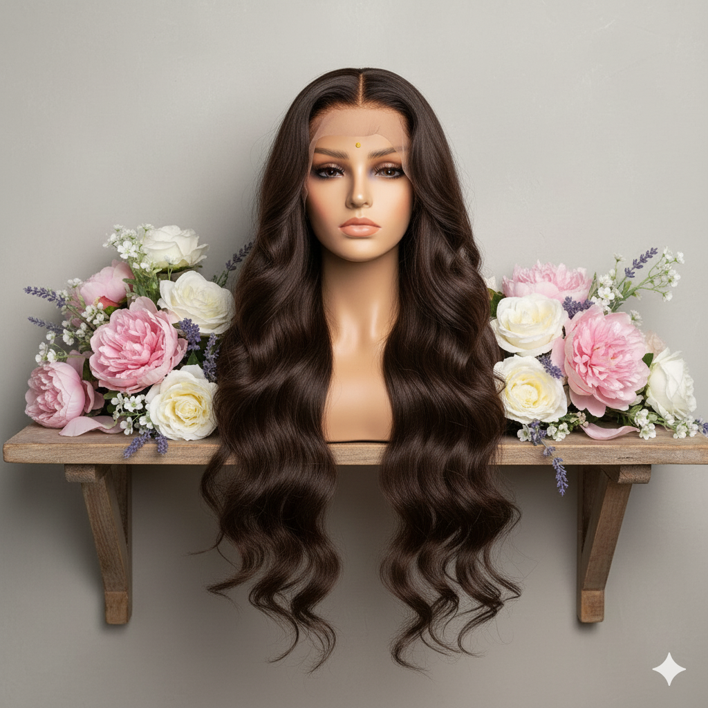 Perruque “Soraya” – Ondulations Cuivrées en Cheveux 100 % Humains